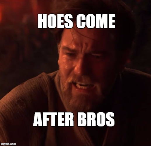 HOES COME; AFTER BROS | image tagged in hoes,bros,jedi,party | made w/ Imgflip meme maker