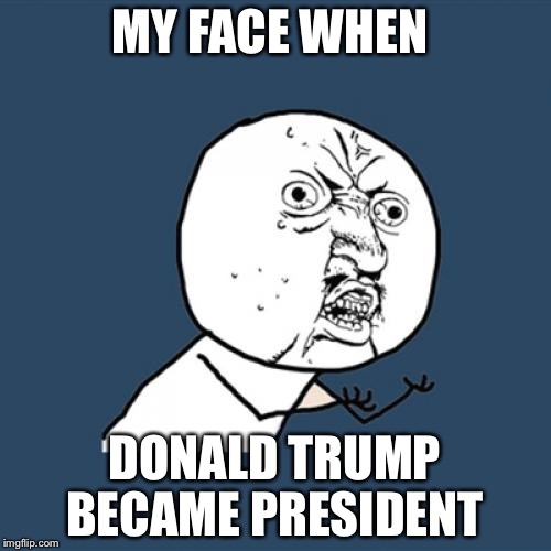 Y U No | MY FACE WHEN; DONALD TRUMP BECAME PRESIDENT | image tagged in memes,y u no | made w/ Imgflip meme maker