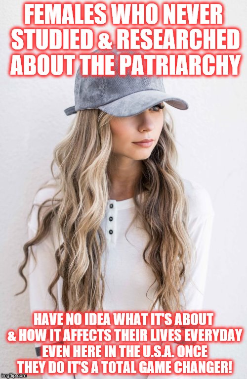 Females who never Studied about The Patriarchy | FEMALES WHO NEVER STUDIED & RESEARCHED ABOUT THE PATRIARCHY; HAVE NO IDEA WHAT IT'S ABOUT & HOW IT AFFECTS THEIR LIVES EVERYDAY EVEN HERE IN THE U.S.A. ONCE THEY DO IT'S A TOTAL GAME CHANGER! | image tagged in females who never studied about the patriarchy | made w/ Imgflip meme maker