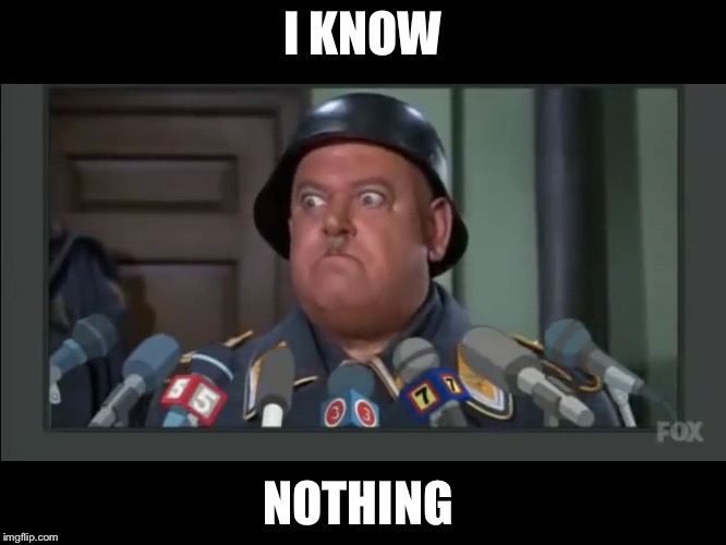 Image result for I say nothing sgt schultz gif