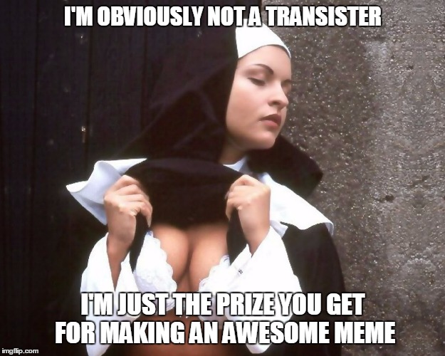 I'M OBVIOUSLY NOT A TRANSISTER I'M JUST THE PRIZE YOU GET FOR MAKING AN AWESOME MEME | made w/ Imgflip meme maker
