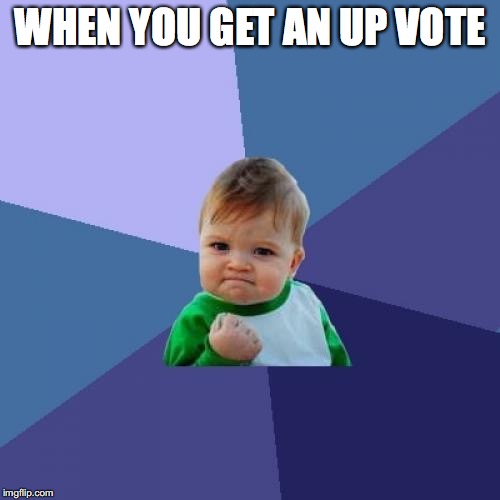 Success Kid Meme | WHEN YOU GET AN UP VOTE | image tagged in memes,success kid | made w/ Imgflip meme maker