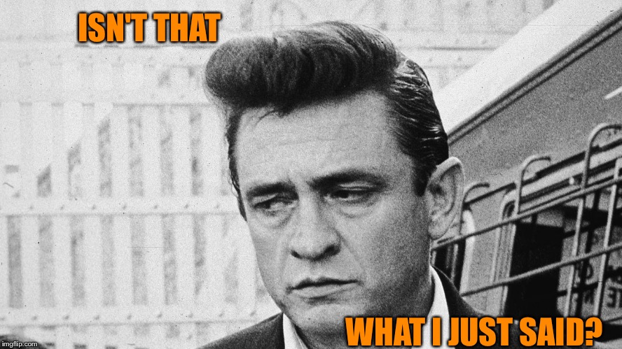 Johnny Cash Disappointed | ISN'T THAT WHAT I JUST SAID? | image tagged in johnny cash disappointed | made w/ Imgflip meme maker