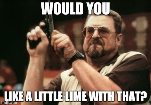 Am I The Only One Around Here Meme | WOULD YOU; LIKE A LITTLE LIME WITH THAT? | image tagged in memes,am i the only one around here | made w/ Imgflip meme maker