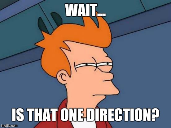 Futurama Fry Meme | WAIT... IS THAT ONE DIRECTION? | image tagged in memes,futurama fry | made w/ Imgflip meme maker
