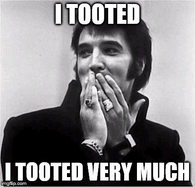 Elvis | I TOOTED; I TOOTED VERY MUCH | image tagged in elvis | made w/ Imgflip meme maker