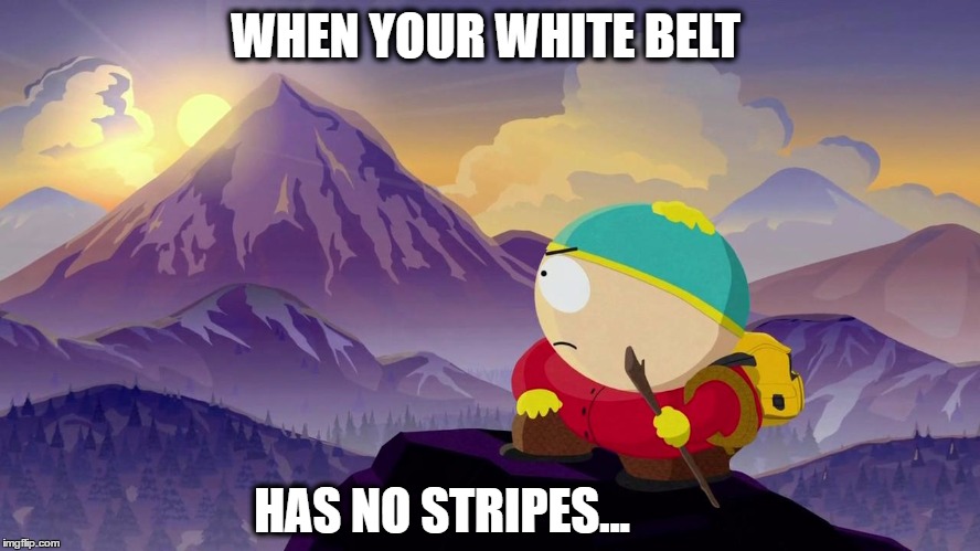 South Park Quest | WHEN YOUR WHITE BELT; HAS NO STRIPES... | image tagged in south park quest | made w/ Imgflip meme maker