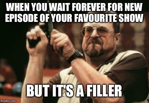 Am I The Only One Around Here | WHEN YOU WAIT FOREVER FOR NEW EPISODE OF YOUR FAVOURITE SHOW; BUT IT'S A FILLER | image tagged in memes,am i the only one around here | made w/ Imgflip meme maker