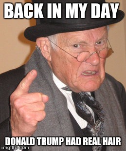 Back In My Day Meme | BACK IN MY DAY; DONALD TRUMP HAD REAL HAIR | image tagged in memes,back in my day | made w/ Imgflip meme maker