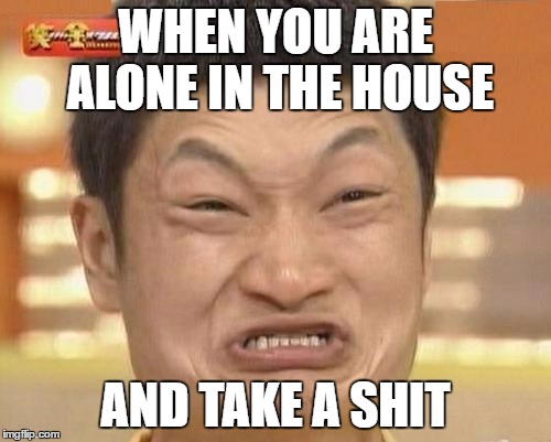 Impossibru Guy Original Meme | WHEN YOU ARE ALONE IN THE HOUSE; AND TAKE A SHIT | image tagged in memes,impossibru guy original | made w/ Imgflip meme maker
