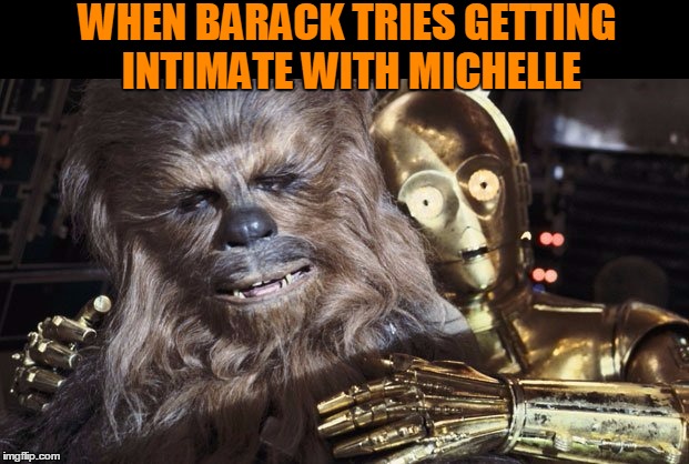 The awkward is strong in this one. | WHEN BARACK TRIES GETTING INTIMATE WITH MICHELLE | image tagged in barack obama,awkward | made w/ Imgflip meme maker