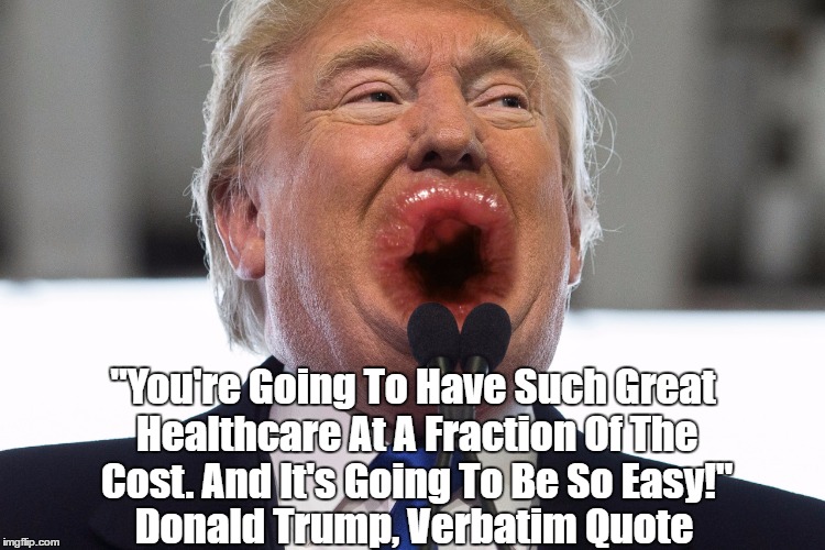 "You're Going To Have Such Great Healthcare At A Fraction Of The Cost. And It's Going To Be So Easy!" Donald Trump, Verbatim Quote | made w/ Imgflip meme maker