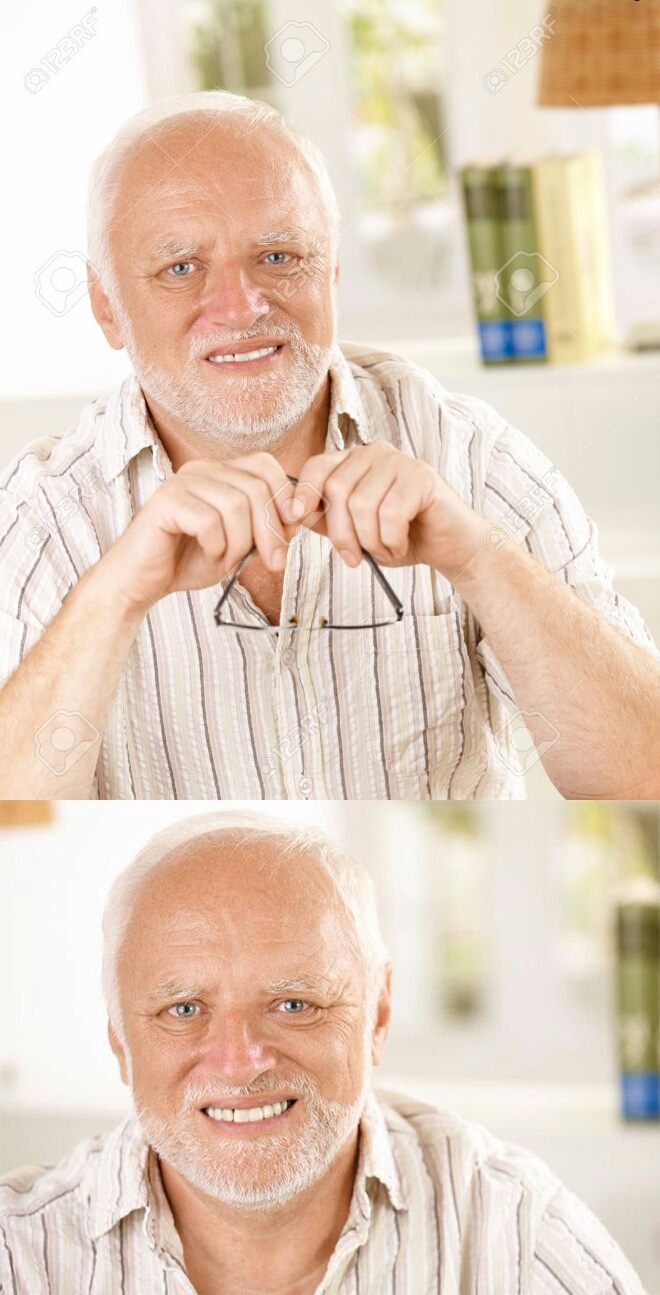 High Quality Hide the pain Harold - 2 part  Blank Meme Template