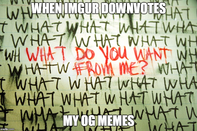 WHEN IMGUR DOWNVOTES; MY OG MEMES | image tagged in whatdouwantfromme | made w/ Imgflip meme maker