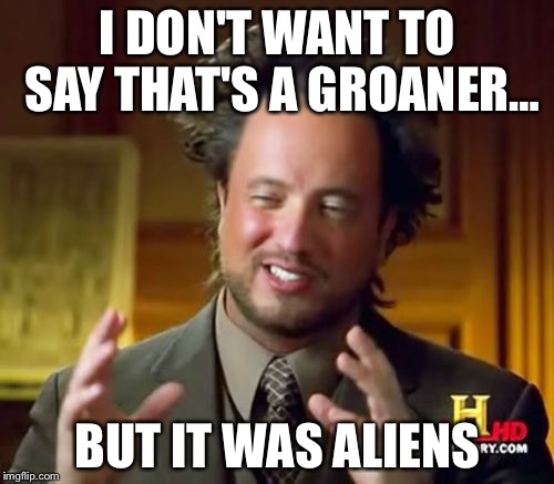 Ancient Aliens Meme | I DON'T WANT TO SAY THAT'S A GROANER… BUT IT WAS ALIENS | image tagged in memes,ancient aliens | made w/ Imgflip meme maker