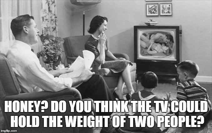 HONEY? DO YOU THINK THE TV COULD HOLD THE WEIGHT OF TWO PEOPLE? | made w/ Imgflip meme maker