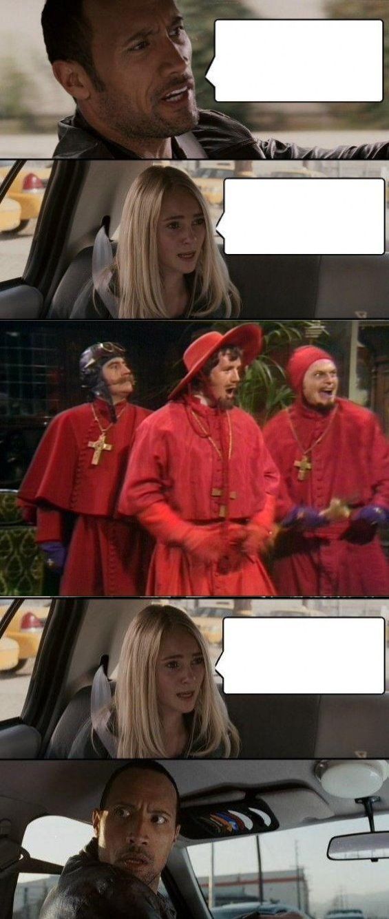 the rock driving - monty python spanish inquisition Blank Meme Template