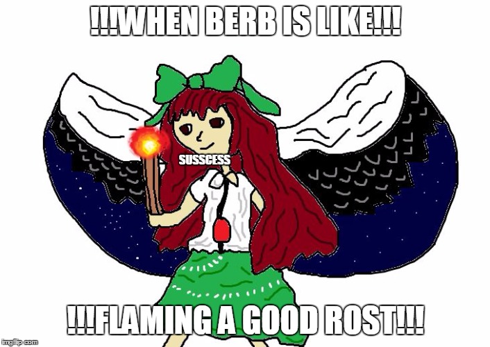!!!WHEN BERB IS LIKE!!! SUSSCESS; !!!FLAMING A GOOD ROST!!! | image tagged in 2hubird | made w/ Imgflip meme maker