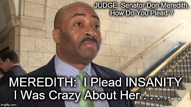 Senator Don Meredith Pleads INSANITY | JUDGE: Senator Don Meredith, How Do You Plead ? MEREDITH:  I Plead INSANITY 
I Was Crazy About Her . . . . . . | image tagged in senator,don meredith,canada,pedophile,childmolester,pedogate | made w/ Imgflip meme maker