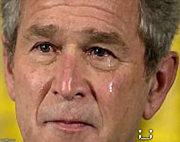 Bush's Sad Face | ;_; | image tagged in george bush,sad face,memes | made w/ Imgflip meme maker