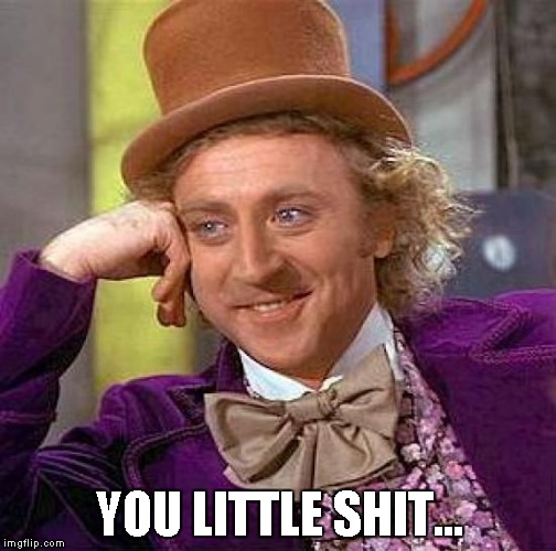 Creepy Condescending Wonka Meme | YOU LITTLE SHIT... | image tagged in memes,creepy condescending wonka | made w/ Imgflip meme maker
