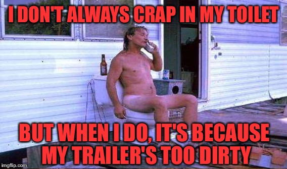 I DON'T ALWAYS CRAP IN MY TOILET BUT WHEN I DO, IT'S BECAUSE MY TRAILER'S TOO DIRTY | made w/ Imgflip meme maker