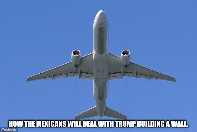Mexican Response | HOW THE MEXICANS WILL DEAL WITH TRUMP BUILDING A WALL. | image tagged in plane,wall,mexico | made w/ Imgflip meme maker