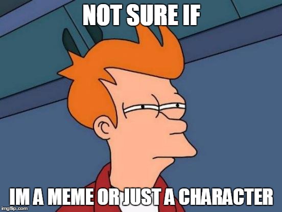 Futurama Fry | NOT SURE IF; IM A MEME OR JUST A CHARACTER | image tagged in memes,futurama fry | made w/ Imgflip meme maker