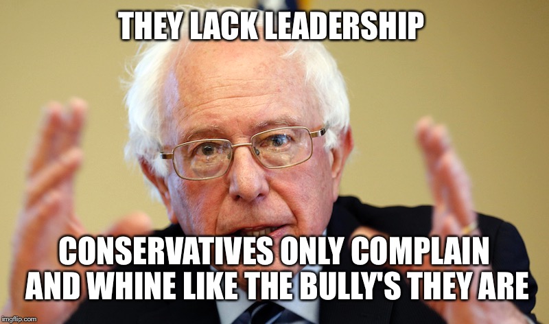 THEY LACK LEADERSHIP CONSERVATIVES ONLY COMPLAIN AND WHINE LIKE THE BULLY'S THEY ARE | made w/ Imgflip meme maker