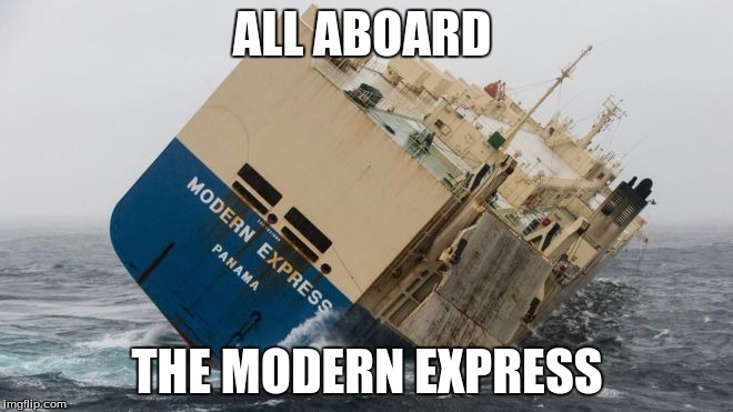 all aboard  | ALL ABOARD; THE MODERN EXPRESS | image tagged in boat | made w/ Imgflip meme maker