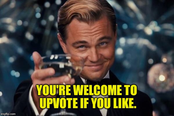 Leonardo Dicaprio Cheers Meme | YOU'RE WELCOME TO UPVOTE IF YOU LIKE. | image tagged in memes,leonardo dicaprio cheers | made w/ Imgflip meme maker