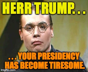 HERR TRUMP. . . . . . YOUR PRESIDENCY HAS BECOME TIRESOME. | image tagged in trump_tiresome | made w/ Imgflip meme maker