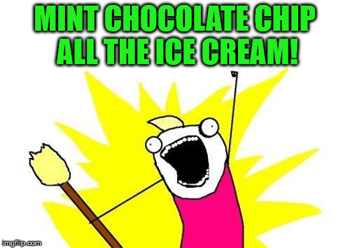 X All The Y Meme | MINT CHOCOLATE CHIP ALL THE ICE CREAM! | image tagged in memes,x all the y | made w/ Imgflip meme maker