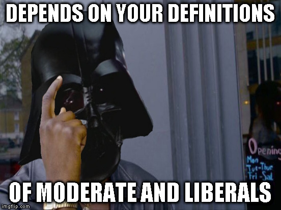 DEPENDS ON YOUR DEFINITIONS OF MODERATE AND LIBERALS | made w/ Imgflip meme maker