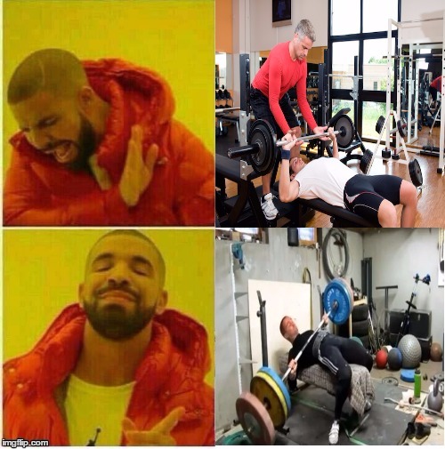 image tagged in drake hotline bling,gym,funny | made w/ Imgflip meme maker