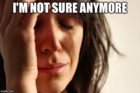 First World Problems Meme | I'M NOT SURE ANYMORE | image tagged in memes,first world problems | made w/ Imgflip meme maker