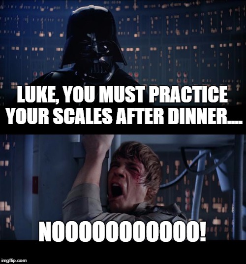 Music Practice | LUKE, YOU MUST PRACTICE YOUR SCALES AFTER DINNER.... NOOOOOOOOOOO! | image tagged in memes,star wars no | made w/ Imgflip meme maker