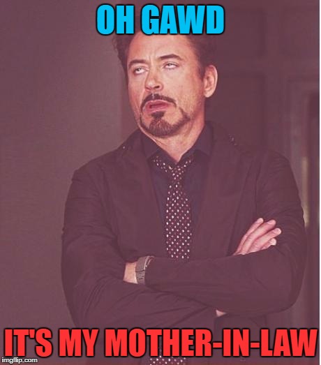 Face You Make Robert Downey Jr | OH GAWD; IT'S MY MOTHER-IN-LAW | image tagged in memes,face you make robert downey jr | made w/ Imgflip meme maker