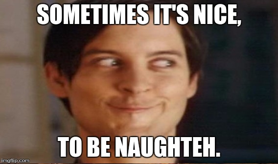 SOMETIMES IT'S NICE, TO BE NAUGHTEH. | made w/ Imgflip meme maker