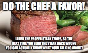 Pissed Off Chef

 | DO THE CHEF A FAVOR! LEARN THE PROPER STEAK TEMPS, SO THE NEXT TIME YOU SEND THE STEAK BACK WRONG YOU CAN ACTUALLY KNOW WHAT YOUR TALKING ABOUT! | image tagged in don't piss off the chef,chef | made w/ Imgflip meme maker