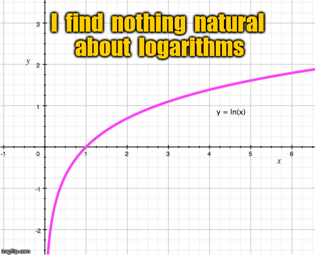 Natural logarithms aren't | I  find  nothing  natural about  logarithms | image tagged in natural logarithm graph | made w/ Imgflip meme maker