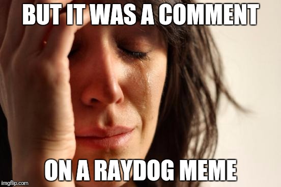 First World Problems Meme | BUT IT WAS A COMMENT ON A RAYDOG MEME | image tagged in memes,first world problems | made w/ Imgflip meme maker
