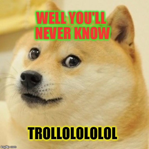 Doge Meme | WELL YOU'LL NEVER KNOW; TROLLOLOLOLOL | image tagged in memes,doge | made w/ Imgflip meme maker