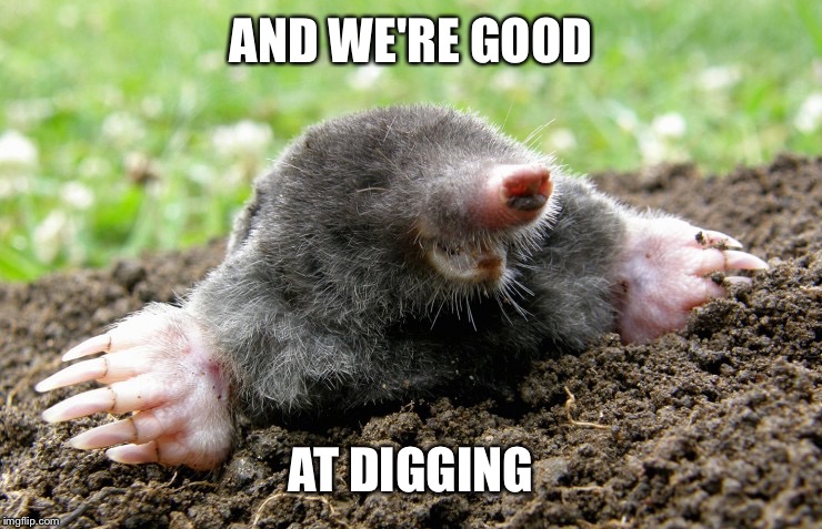 AND WE'RE GOOD AT DIGGING | made w/ Imgflip meme maker