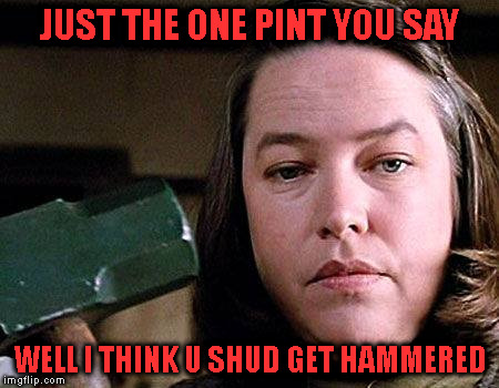 hammer time | JUST THE ONE PINT YOU SAY; WELL I THINK U SHUD GET HAMMERED | image tagged in too funny | made w/ Imgflip meme maker