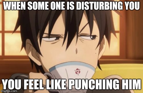 Sword Art Online | WHEN SOME ONE IS DISTURBING YOU; YOU FEEL LIKE PUNCHING HIM | image tagged in sword art online | made w/ Imgflip meme maker