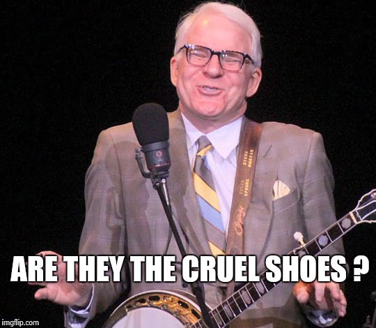 ARE THEY THE CRUEL SHOES ? | image tagged in steve martin | made w/ Imgflip meme maker