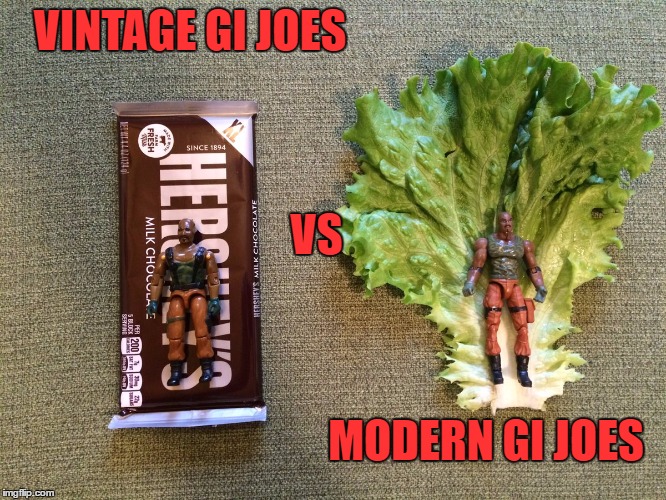 VINTAGE GI JOES; VS; MODERN GI JOES | image tagged in vintage vs modern gi joes | made w/ Imgflip meme maker