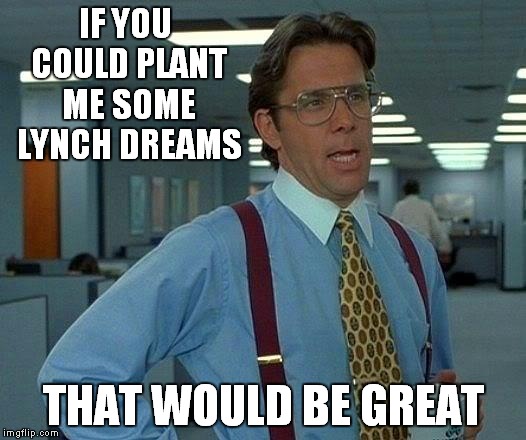 That Would Be Great Meme | IF YOU COULD PLANT ME SOME LYNCH DREAMS THAT WOULD BE GREAT | image tagged in memes,that would be great | made w/ Imgflip meme maker