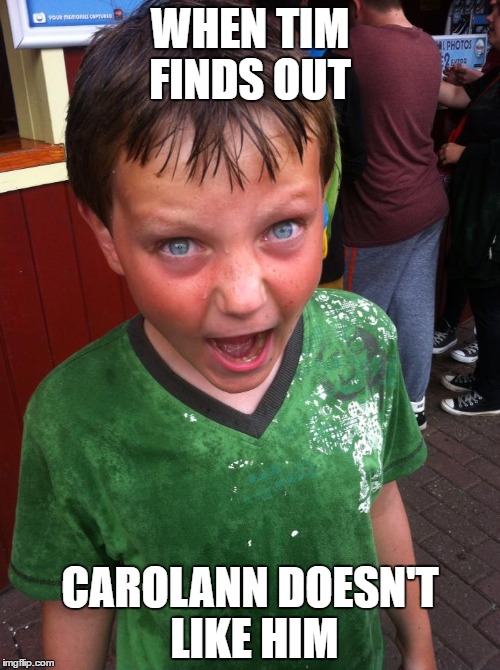 carolann.exe | WHEN TIM FINDS OUT; CAROLANN DOESN'T LIKE HIM | image tagged in memers | made w/ Imgflip meme maker